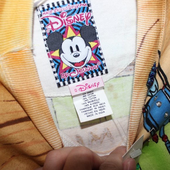 vintage 90s Disney by Joujou Christmas beaded sequin t-shirt Mickey's Workshop - Picture 3 of 16